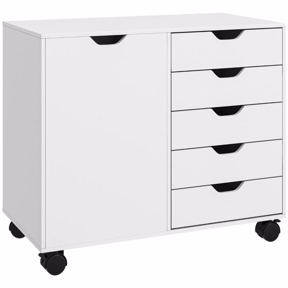 STILVORA White 5-Drawer Storage Cabinet with Cupboard – 3