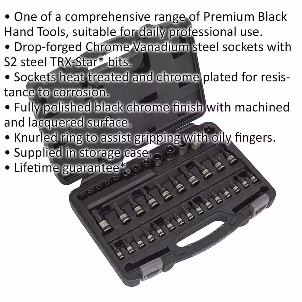 Loops 38 Piece TRX and TRX Security Bit Set in Black S2 Steel with 1/4", 3/8" and 1/2" Square Drive – 2