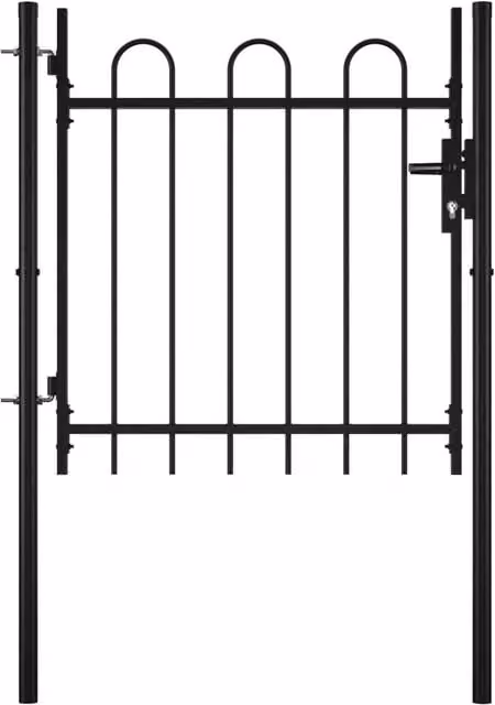Berkfield Home Single Door Hoop Top Steel Fence Gate, Black, W: 100 cm, H: 75 cm – 1