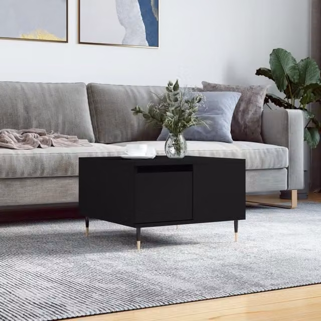 Berkfield Home Modern Square Coffee Table in Black, W/D/H: 55 x 55 x 36.5 cm – 1