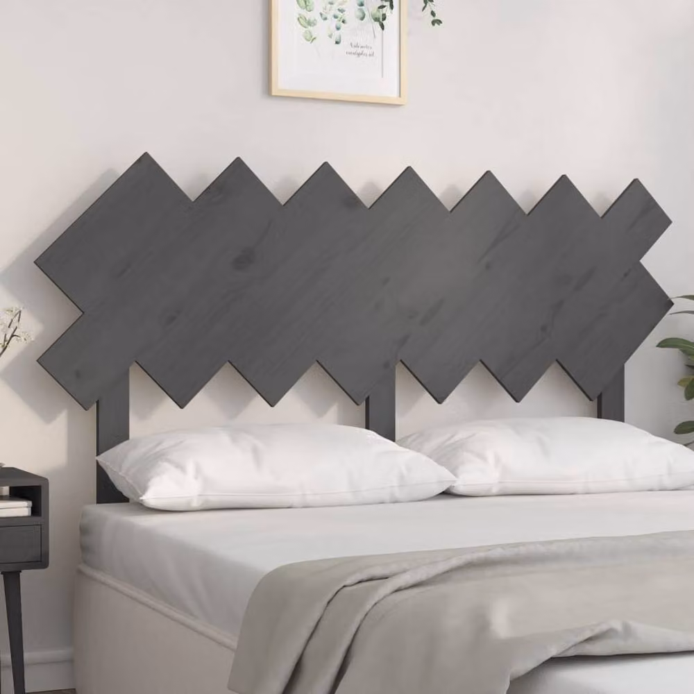 Berkfield Home Grey Rustic Solid Pine Bed Headboard W: 141 cm, D: 3 cm, H: 80.5 cm – 2