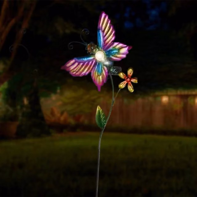 Garden Mile Solar Butterfly Stake Lights in Pink and Multicolour