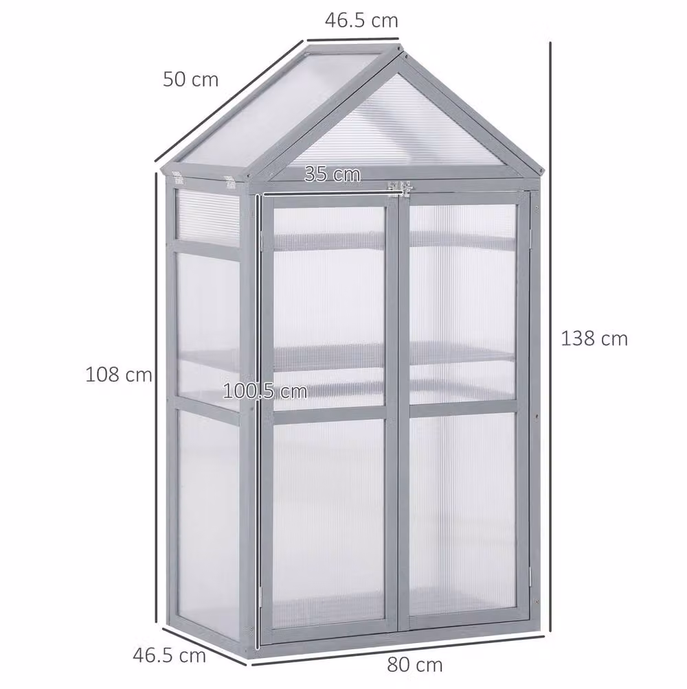 STILVORA Mini Greenhouse in Grey with Adjustable Polycarbonate Shelves – 2