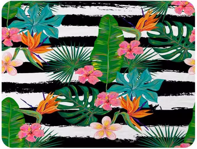 Benjamin Tate Design Tropical Plants Fleece Blanket in Green, Black, White and Beige, W/D/H: 120 x 150 cm – 2