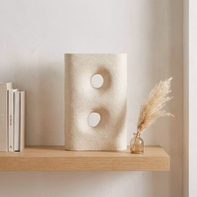 Garden Greatness Maison 2 Holed Natural Ceramic Vase in Beige and Multicolour, H: 30.0 cm, W: 7.5 cm, D: 7.5 cm