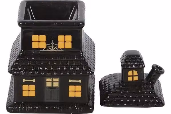 KDMD Black Ceramic Haunted House Oil Burner and Wax Warmer for Tealights – 3