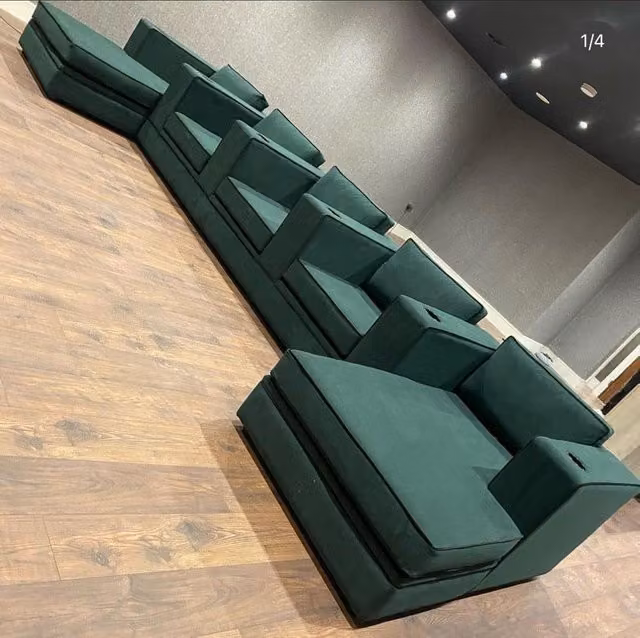 HOB Furniture Thomas Individual Cinema Chaise Seating in Green, W/D/H: 152.4 x 152.4 x 99 cm
