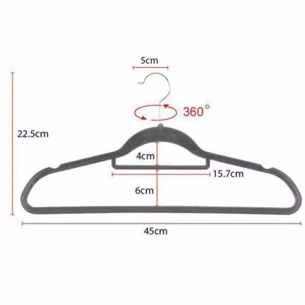PAWNORA 20 Pack Non-Slip Velvet Flocked Space Saving Clothes Hangers in Grey – 2