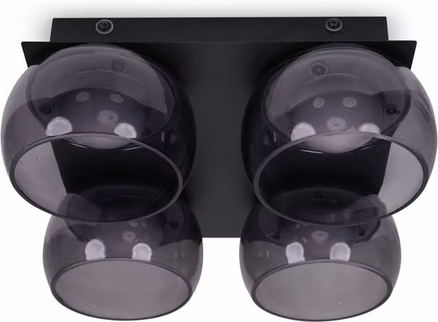 ValueLights Alissa IP44 Integrated LED 4 Way Ceiling Light with Transparent Glass Sphere Shades in Black