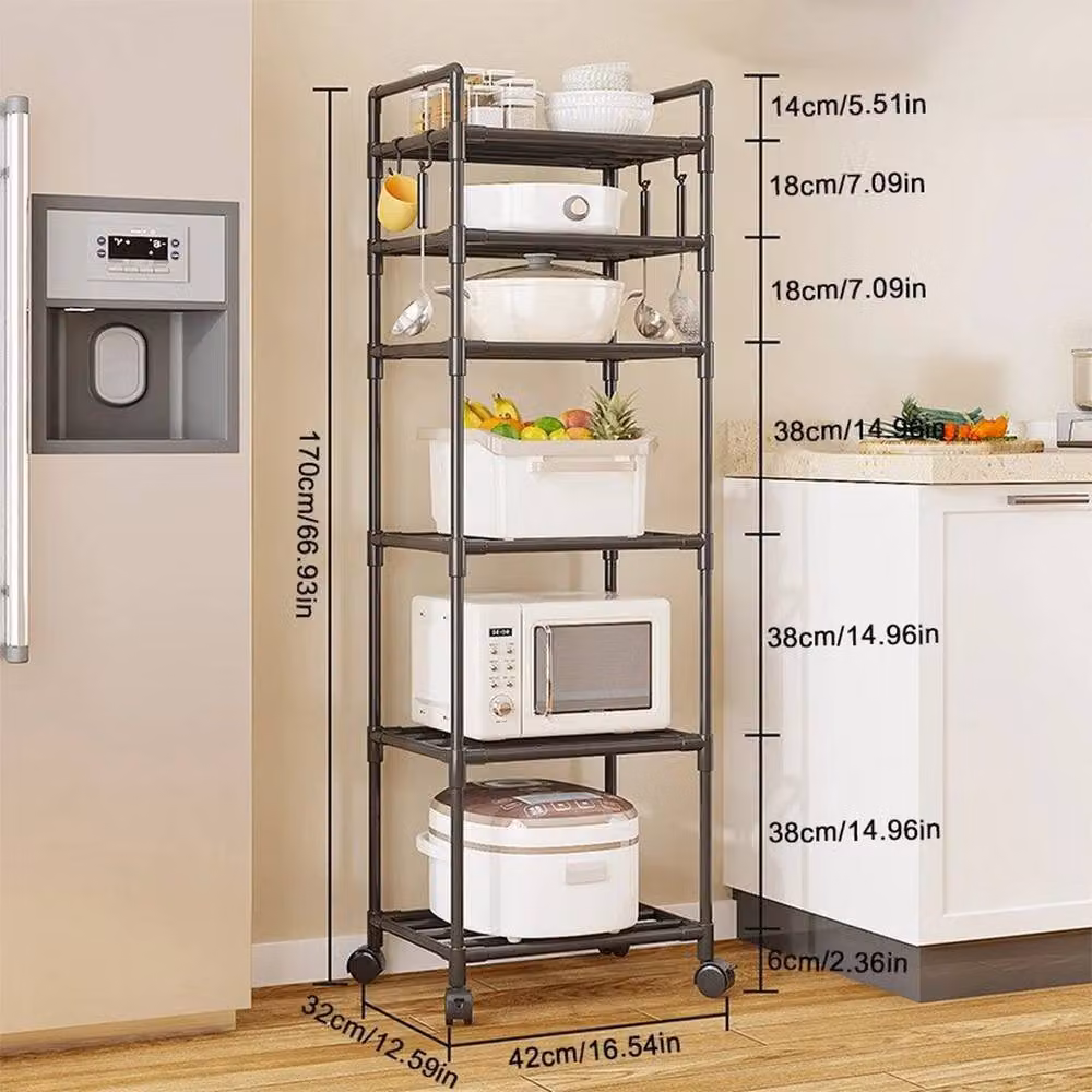 KORVIXA 6 Tier Heavy Duty Metal Storage Rack in Black, W/D/H: 100 x 32 x 170 cm – 2