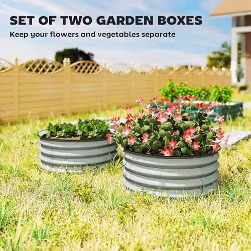 Outsunny Set of 2 Galvanised Steel Raised Garden Beds, Green, W/D/H: 60 x 60 x 30 cm – 3
