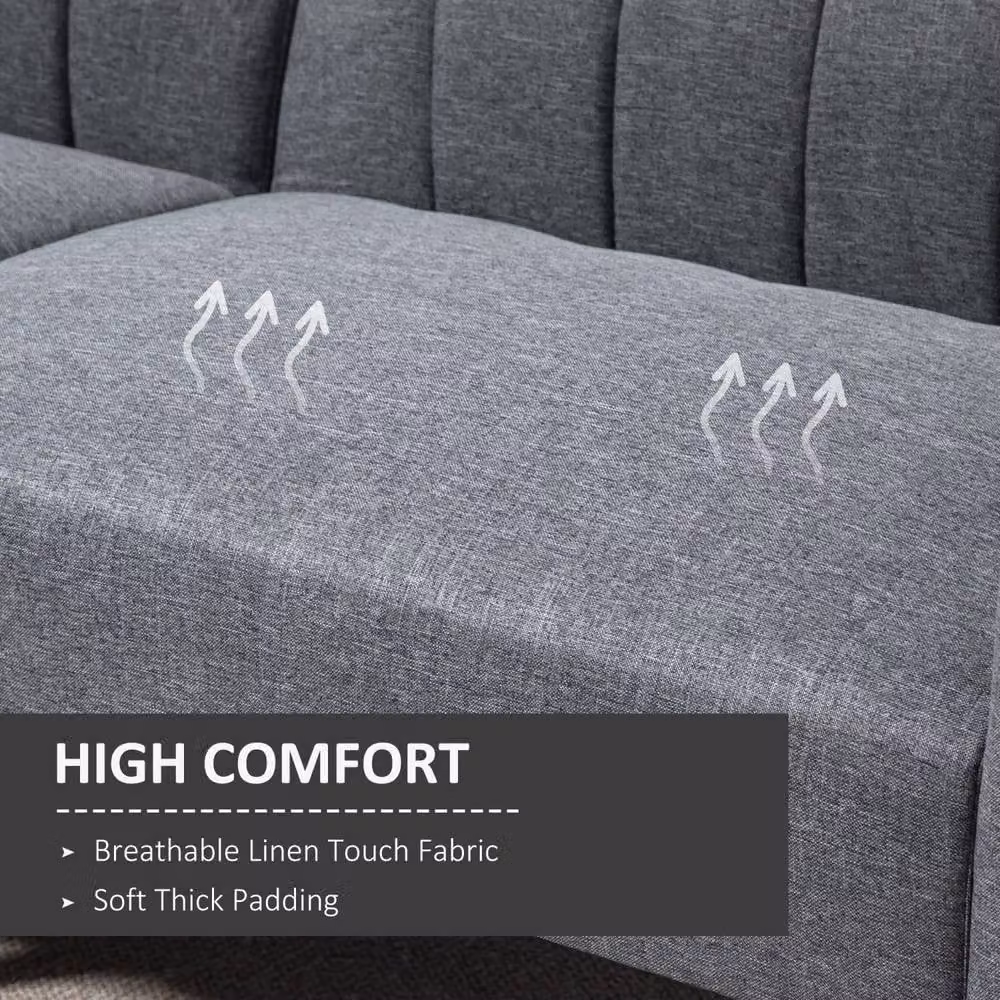 Wyld Haus Nile Grey Linen 3 Seater Click Clack Sofa Bed – 5