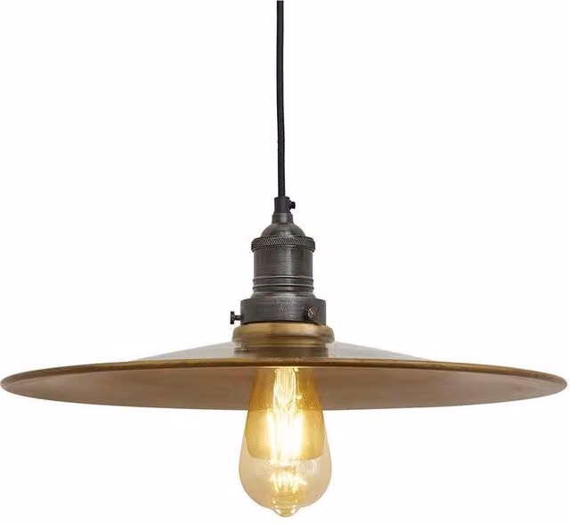 Industville Brooklyn Flat Pendant Light in Brass and Bronze, Diameter: 38.1 cm