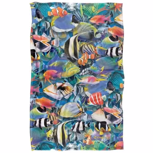 JQ Licensing Royce Mcclure Tropical Fish Jam Pattern Super Soft Polyester Fleece Throw Blanket, Multicolour, W/D/H: 91 x 147 cm – 1