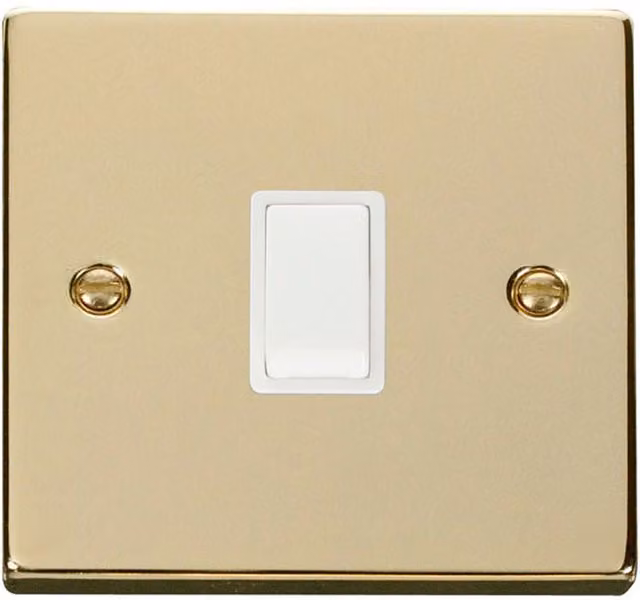 SE HOME Flush Mains Switch in White and Gold Brass