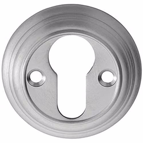 Loops 55mm Euro Profile Round Escutcheon Reeded Design Satin Chrome Keyhole Cover Plate – 1