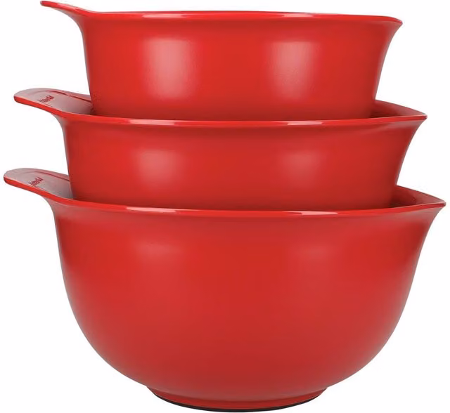 KitchenAid 3pc Nesting Mixing Bowl Set with Pouring Spout and Non-Slip Base, Red – 1