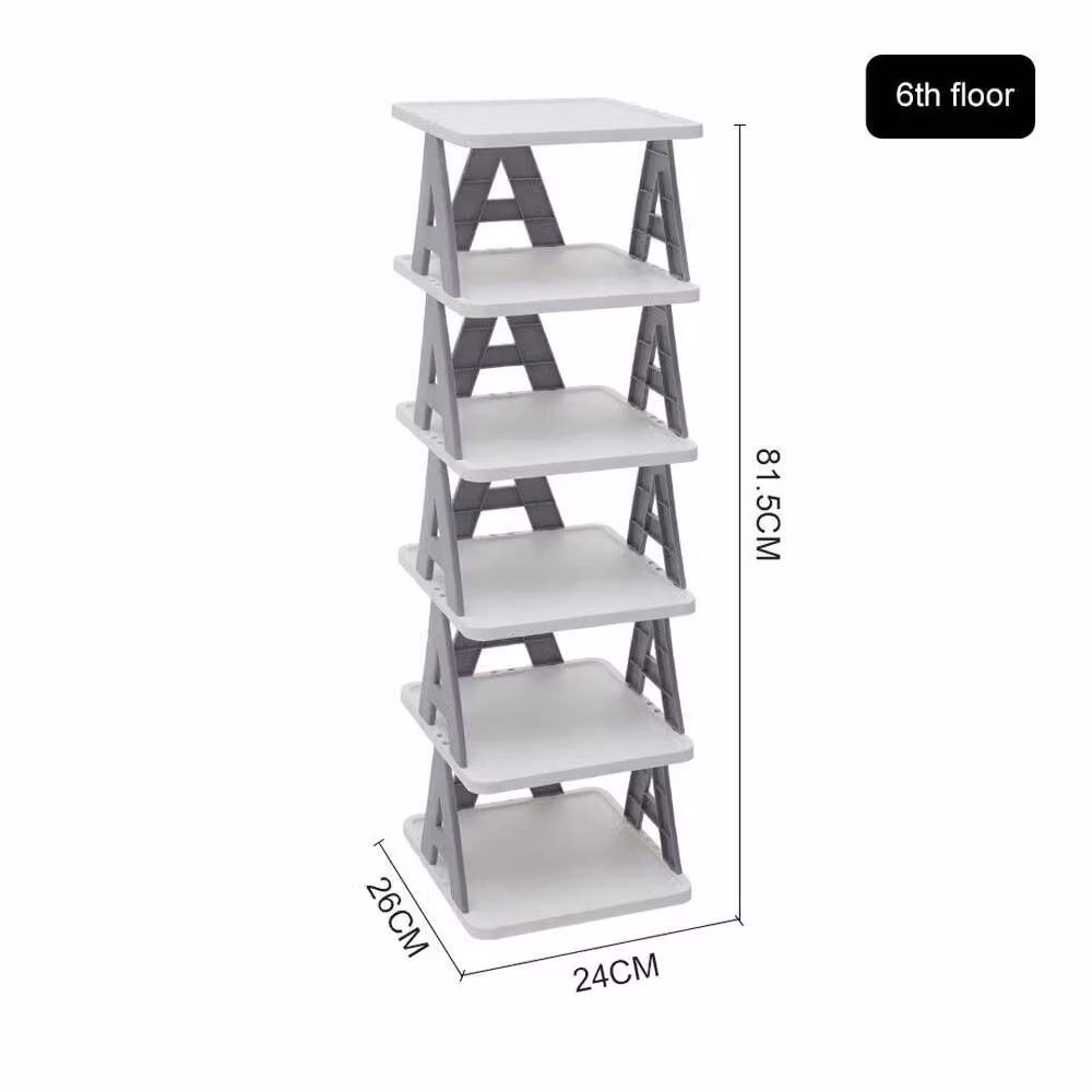 EONLION 6 Tier Stackable Shoe Rack in Grey, W/D/H: 24 x 26 x 81.5 cm – 2