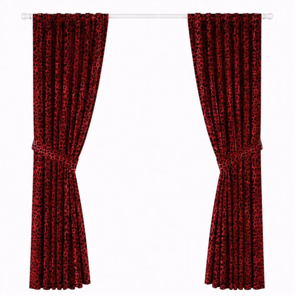 Smart Living Luxury Leopard Print Polycotton Curtains in Red, W: 167 cm, H: 183 cm – 4