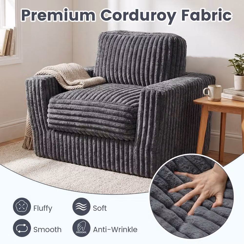 Costway Single Foam Sofa in Grey with Removable Cover and Pillow – 6