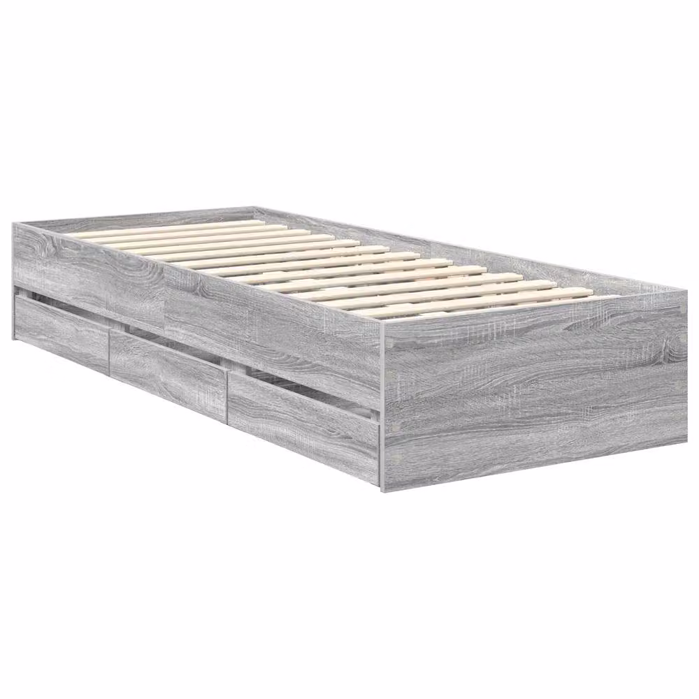 Berkfield Home Modern Bed Frame with Drawer in Grey Sonoma, Engineered Wood, W: 75 cm, L: 190 cm – 2