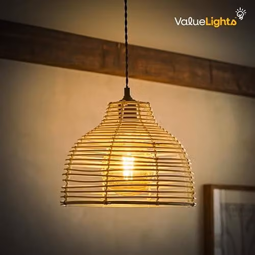 MiniSun Modern Beige Rattan Wicker Basket Style Ceiling Light Shade, Shade Width: 31 cm – 2