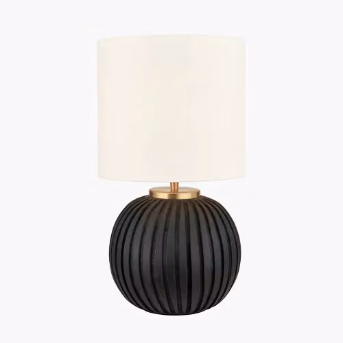 Ruma Black Textured Ceramic Ball Table Lamp – 2