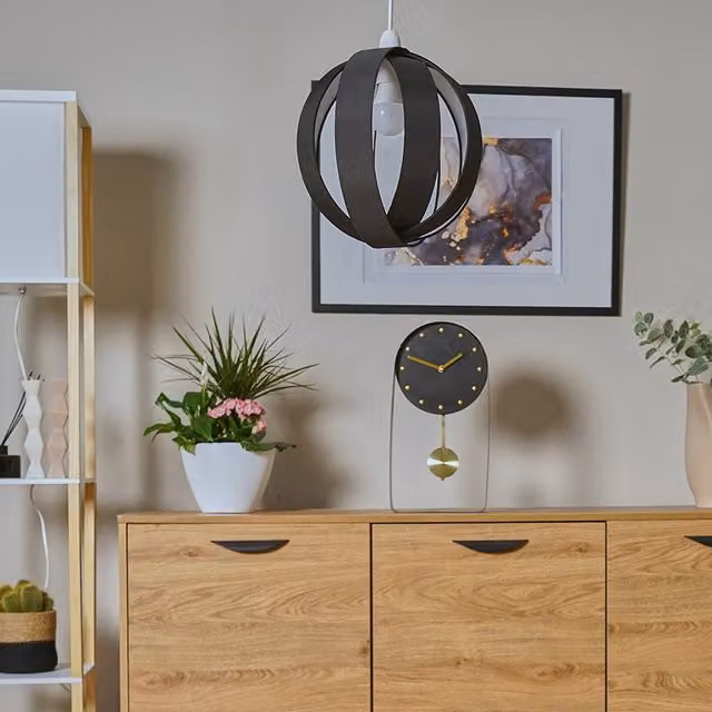 ValueLights Modern Black Fabric Sphere Globe Ceiling Pendant Light Shade
