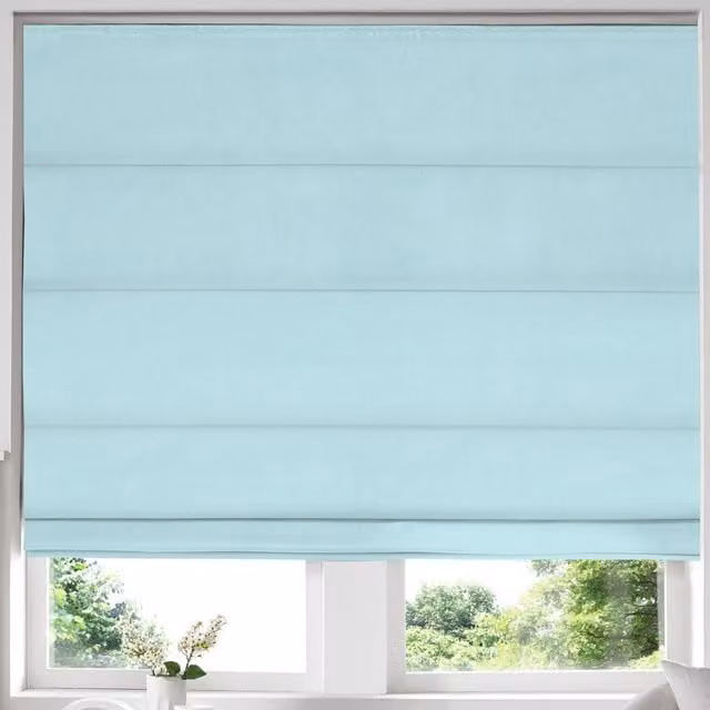 Simply Collection Made to Measure Blackout Roman Blind in Duckegg Blue Cotton Panama