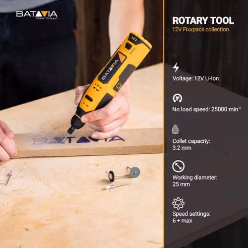 Batavia Fixxpack 12V Cordless Rotary Tool in Yellow – 6