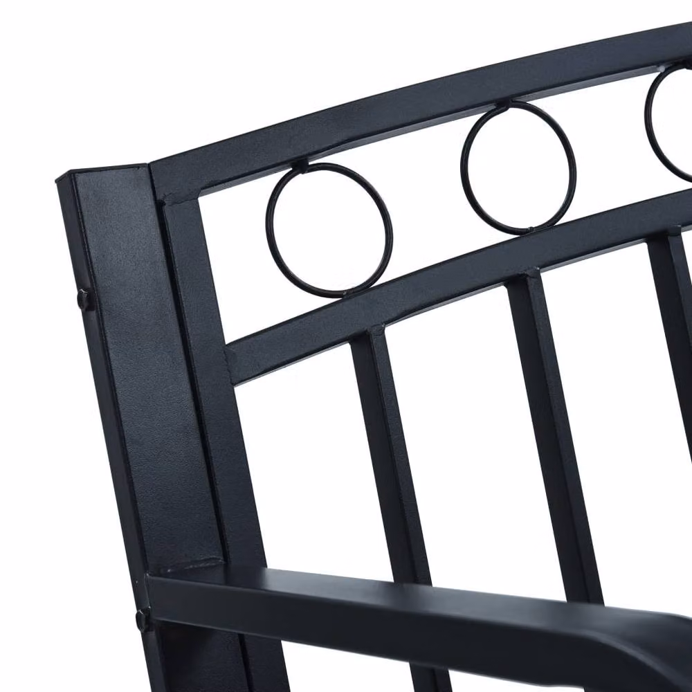 Berkfield Home Durable Metal Garden Bench in Black Steel, W: 125 cm, H: 84 cm, D: 53 cm – 2