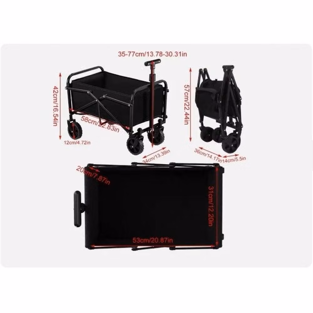 Kelvenix Mini Folding Trolley Cart for Camping, Black, W/D/H: 52.0 x 34.0 x 57.0 cm – 2