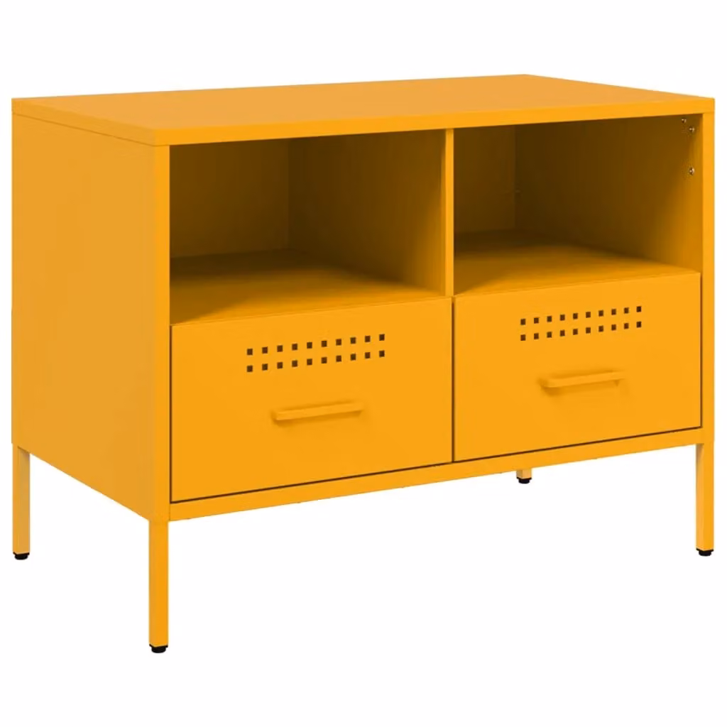 Berkfield Home Industrial TV Cabinet in Yellow Metal, W/D/H: 68 x 39 x 50.5 cm – 2