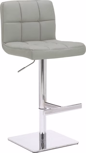 Lamboro Allegro Signature Grey Real Leather Adjustable Swivel Bar Stool with Chrome Square Base