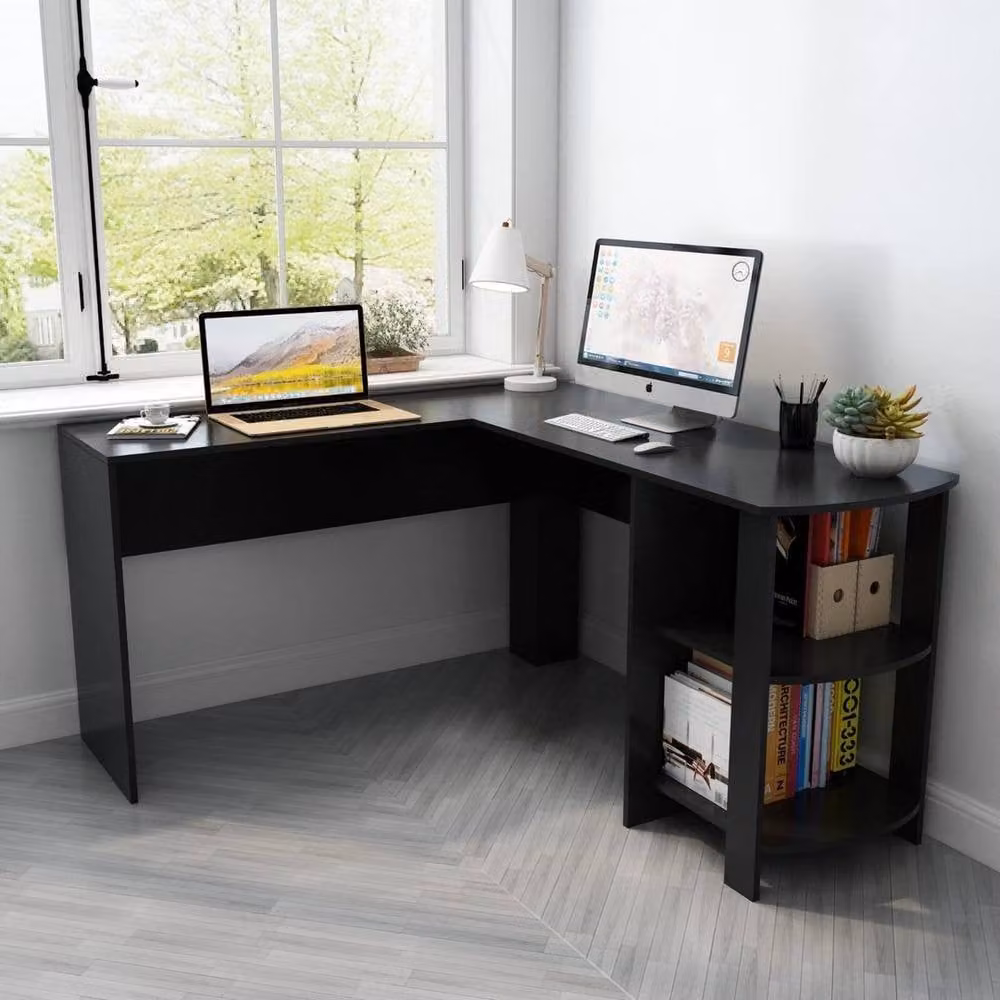 KORVIXA Black Mondeer L-shaped Corner Computer Desk – 4