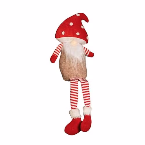 Samuel Alexander Red and White Sitting Christmas Gonk with Mushroom Hat and Dangly Legs, Height: 53 cm – 1