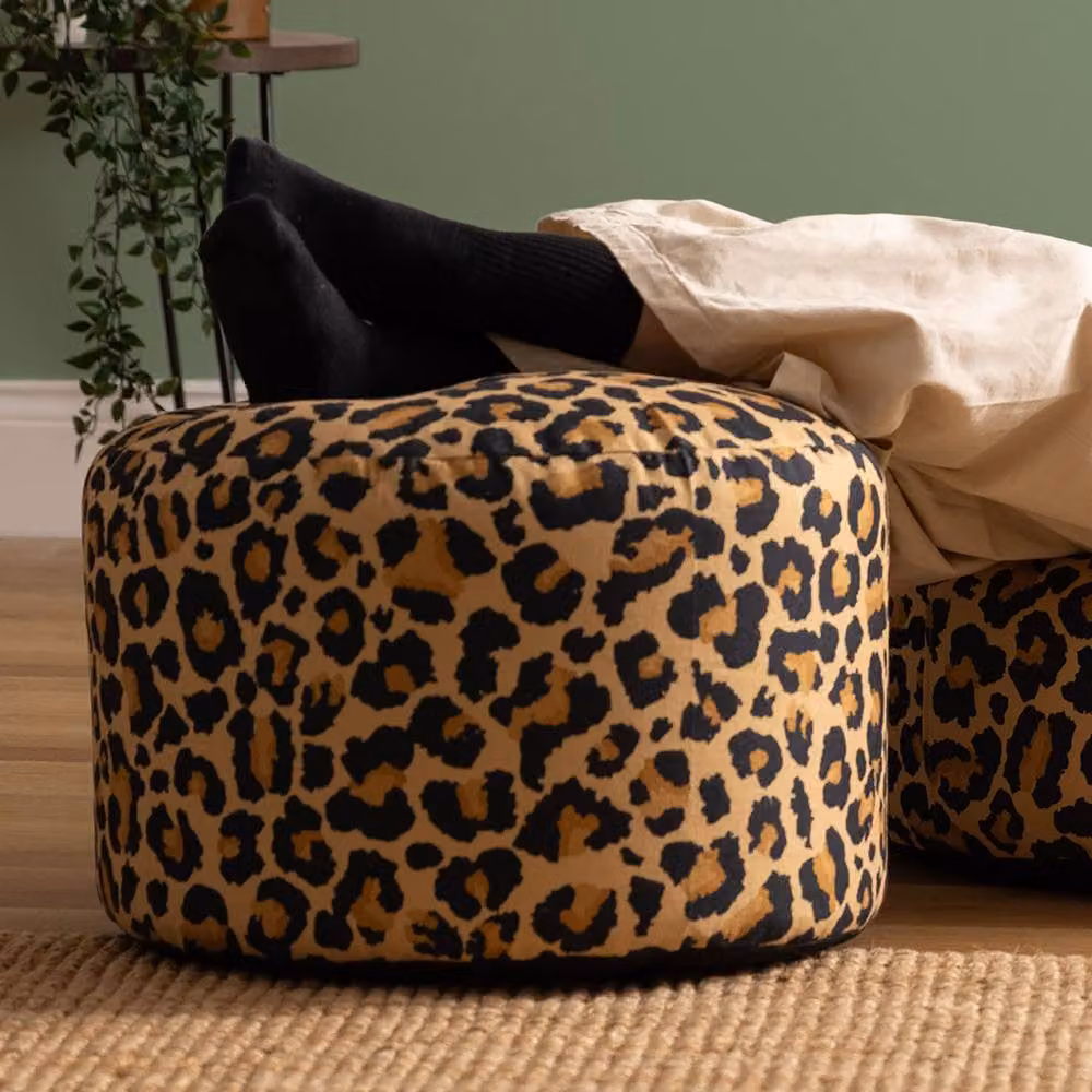 icon Milano Leopard Print Bean Bag Footstool with Removable Cover and Filling Included – 2