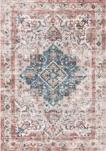 THE RUGS Buram Vintage Washable Polyamide Non-Slip Rug in Light Beige, W: 120 cm, L: 160 cm – 1