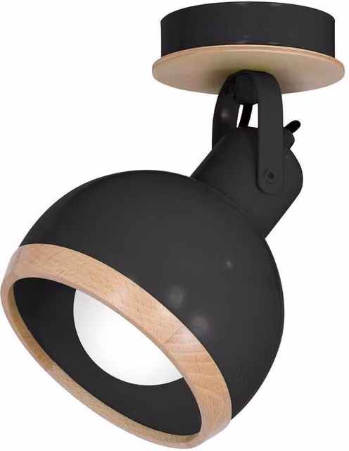 Milagro Oval Hand Made Wall Lamp in White and Black with Natural Wood