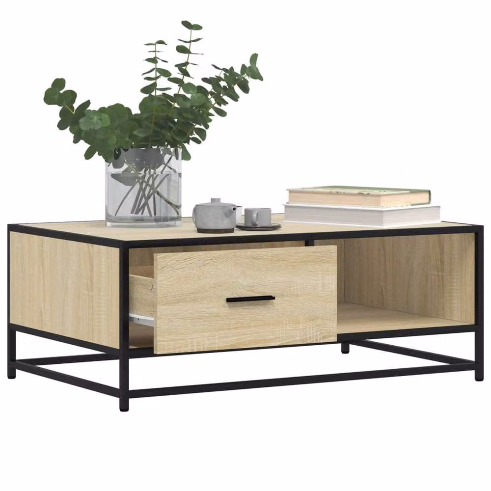 Berkfield Home Sonoma Oak Coffee Table in Beige, W/D/H: 90 x 57 x 35 cm – 3
