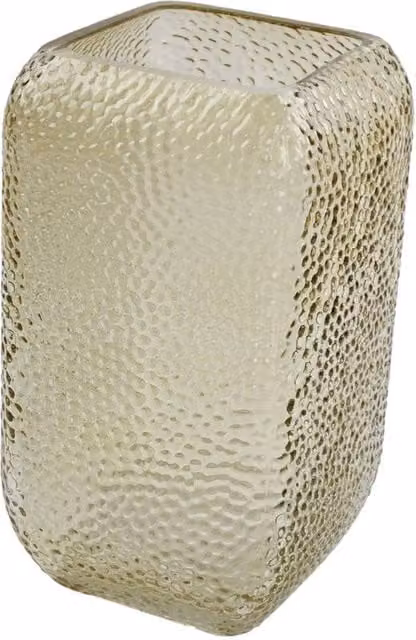 Four Candle Modern Dimpled Square Glass Tabletop Vase in Brown, H 11.0 cm x W 20.0 cm x D 4.0 cm