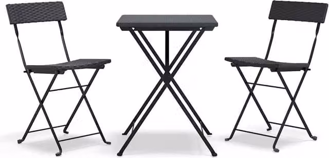 Berkfield Home 3 Piece Folding Bistro Set in Black Poly Rattan and Steel – 1