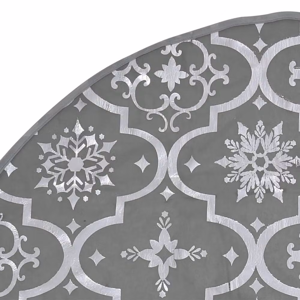 Berkfield Home Luxury Christmas Tree Skirt with Sock in Grey, Diameter: 122 cm – 3