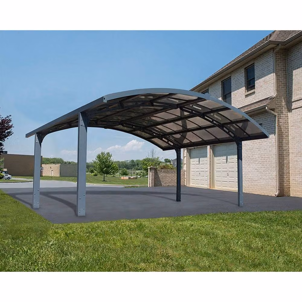 Palram Arizona Breeze Double Wings & Arch Polycarbonate Carport in Grey, W: 578 cm, D: 495 cm, H: 273.5 cm – 2