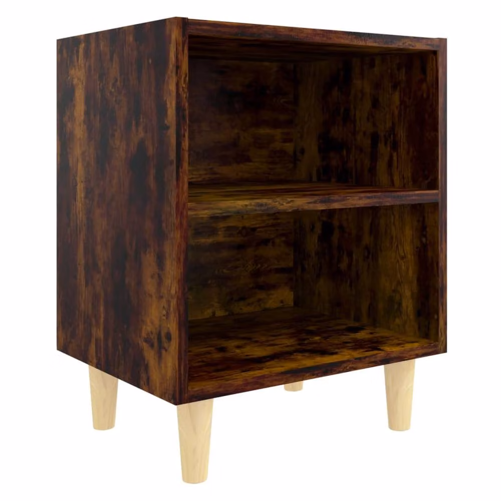 Berkfield Home Bed Cabinet in Smoked Oak Brown with Solid Wood Legs, W/D/H: 40 x 30 x 50 cm – 2