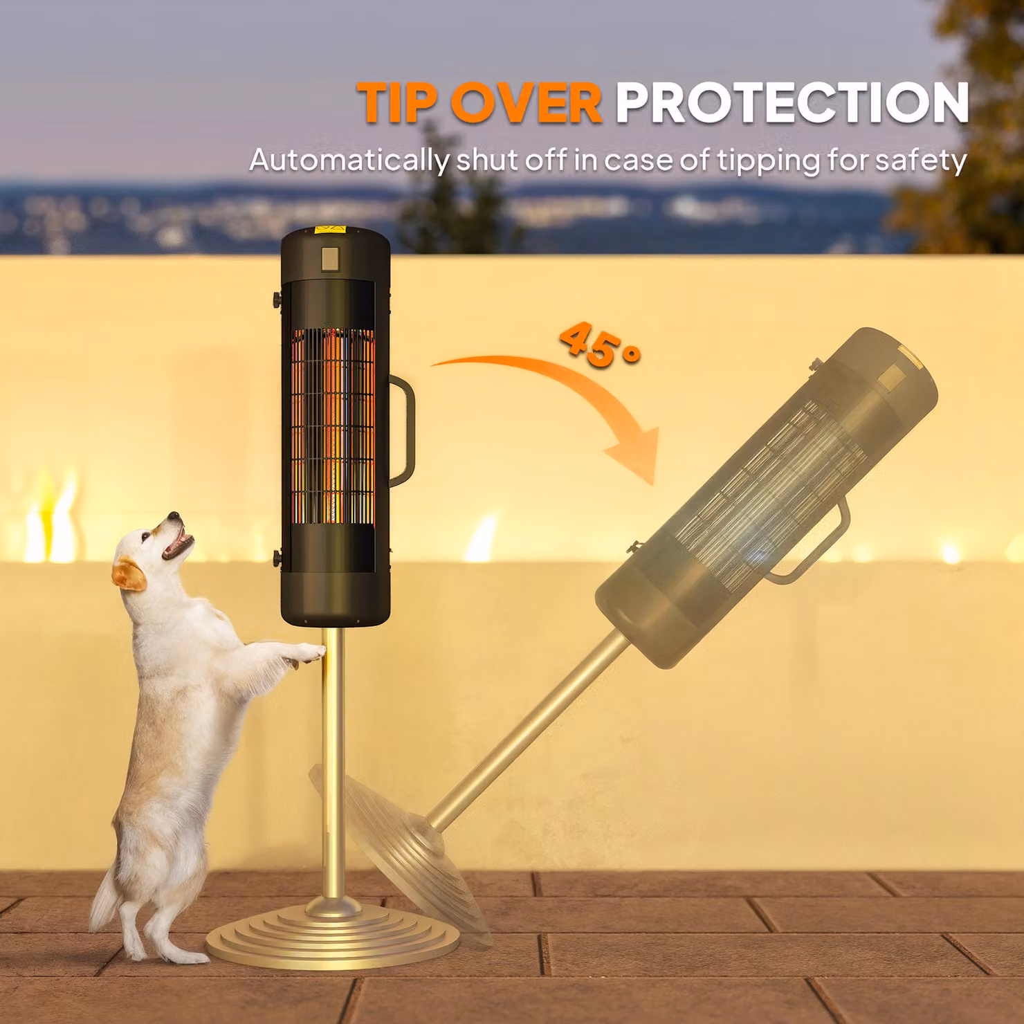 Outsunny Electric Umbrella Parasol Mounted Patio Heater, 2000 W Outdoor Garden Heater with 2 Heat Settings and 6 m2 Coverage, Black – 5