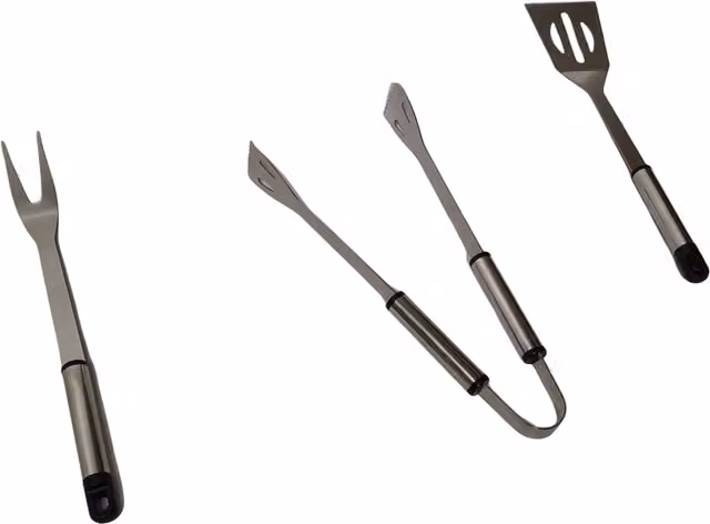 Blackspur 3-Piece Stainless Steel Barbecue Tool Set in Silver
