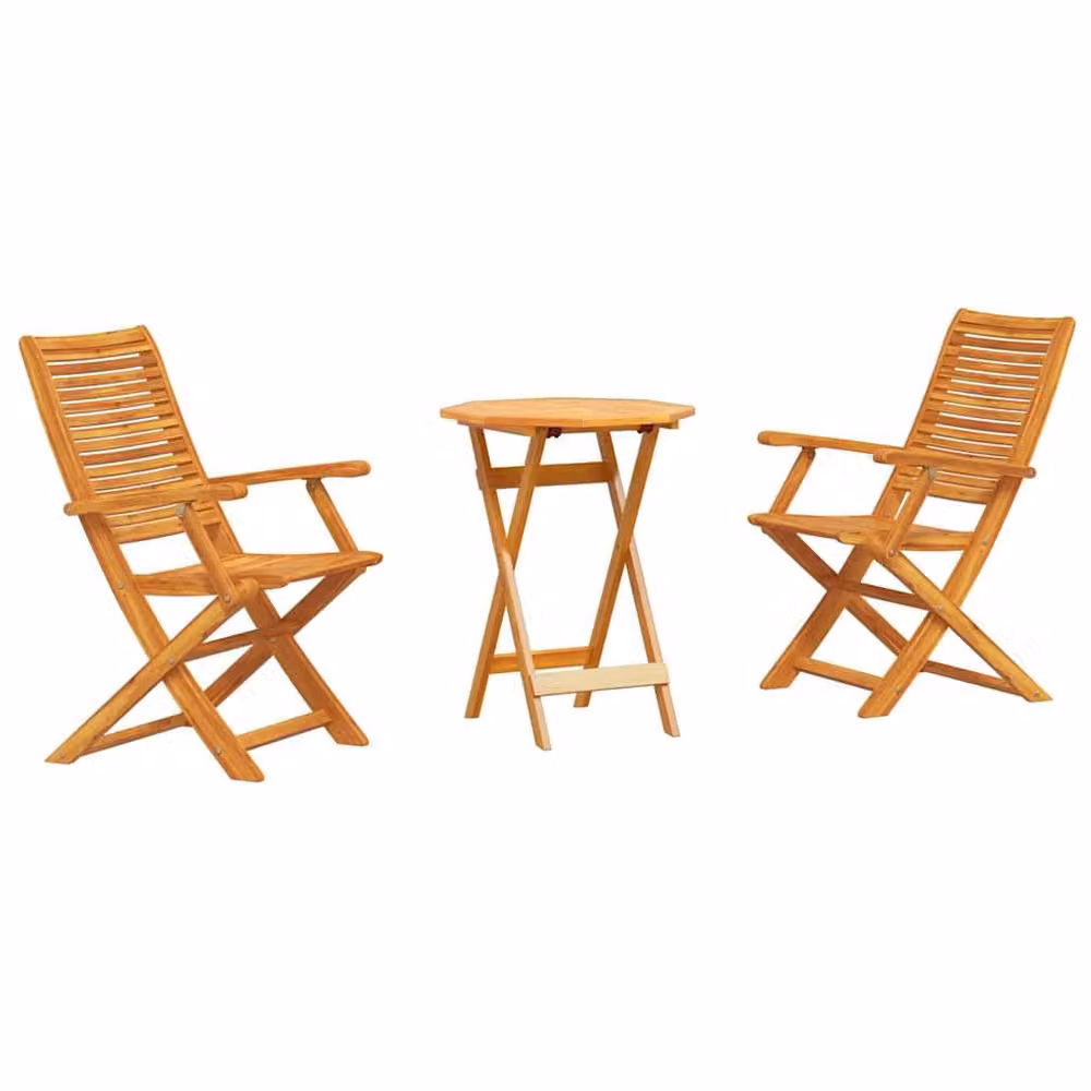 Berkfield Home 3 Piece Folding Bistro Set in Brown Solid Acacia Wood – 2