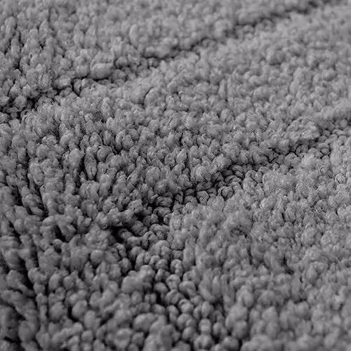 Allure Bath Fashions Two Piece Non-Slip Microfibre Bath and WC Pedestal Mat Set in Mid Grey – 3