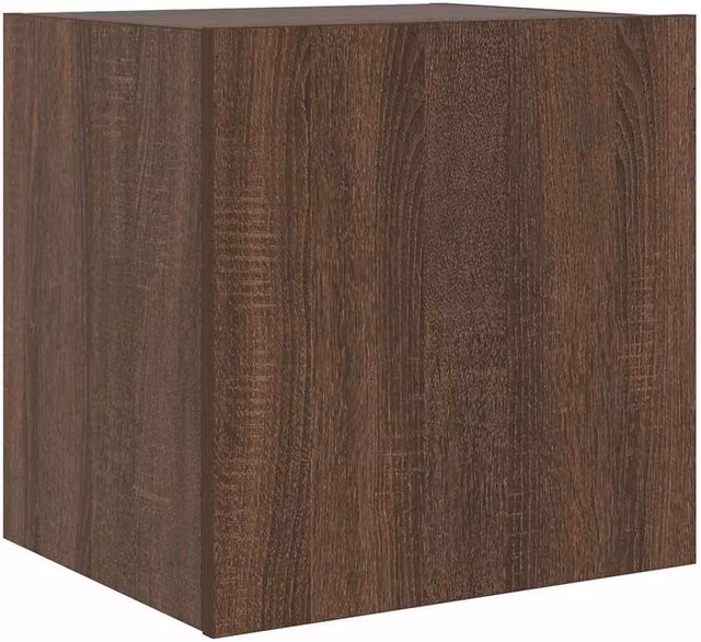 Berkfield Home Wall Mounted TV Cabinet with Integrated LED Lights in Brown Oak, W/D/H: 40.5 x 35 x 40 cm – 1